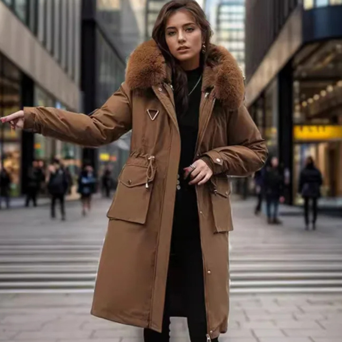 MonAmi bontkraag lange parka winterjas dames