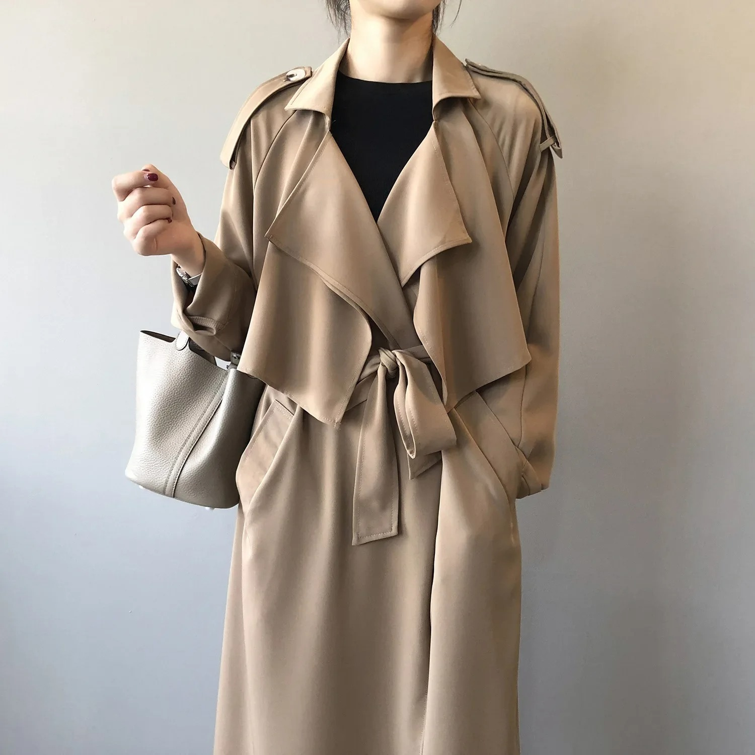 Trianor - Lichte Trenchcoat Dames, Open Voorkant, Lange Casual Damesjas