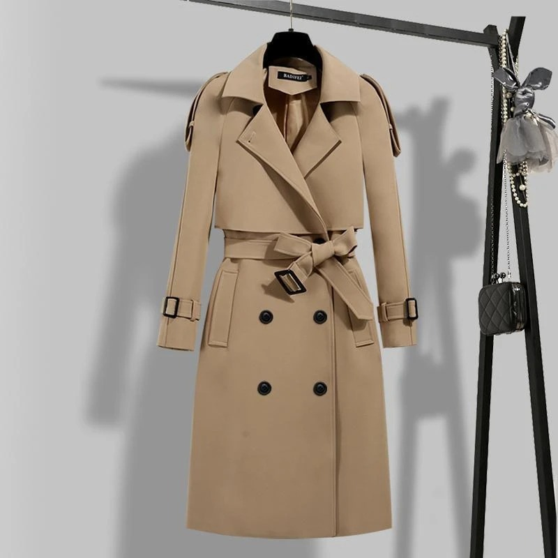 Marrida - Lange Trenchcoat Dames met Ceintuur, Dubbel Geknoopt, Klassieke Damesjas