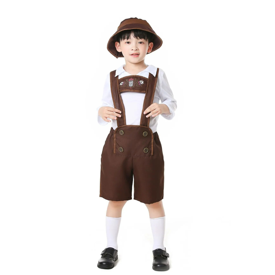 AlpenWi - Twee Heren Lederhosen Sets met Shirt en Bretels - Traditioneel Kostuum