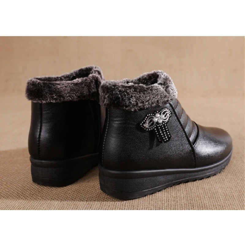 Sleetzy - Dames Winterlaarzen Met Warme Bontkraag En Decoratief Detail