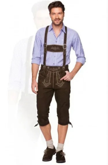 WoudGer - Authentieke Lederhosen voor Heren met Borduursels en Bretels