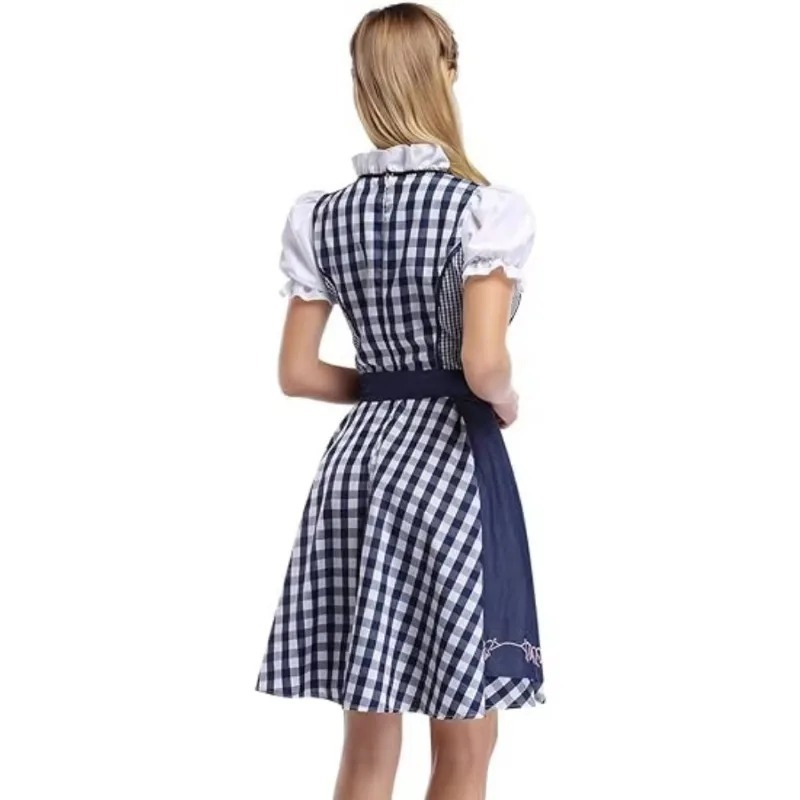 Zindrel - Dirndl Dames Jurk met Geruite Blouse en Geborduurd Schort