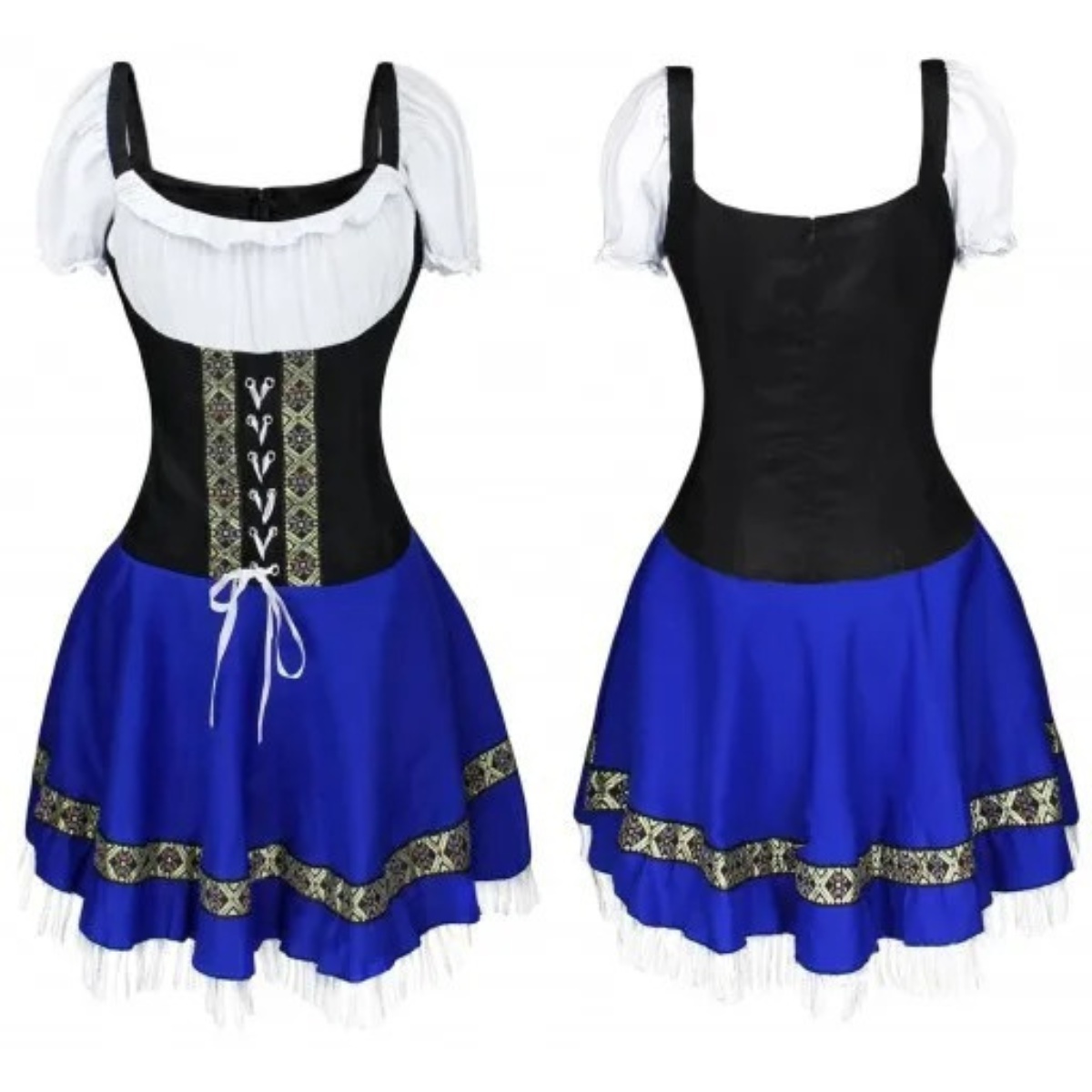 Lindara - Dirndl Dames Korte Jurk met Vetersluiting en Kanten Detail