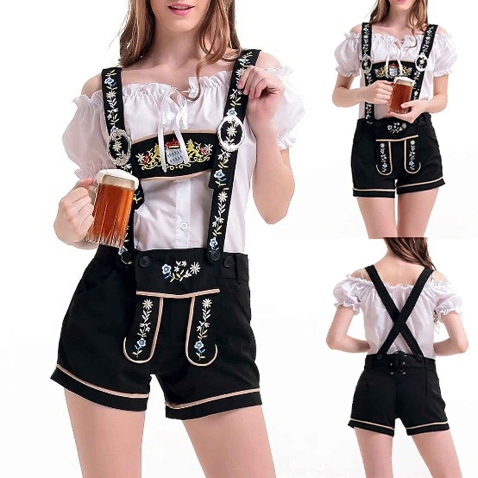 Sindrin - Dirndl Dames Outfit met Korte Broek en Traditionele Bretels