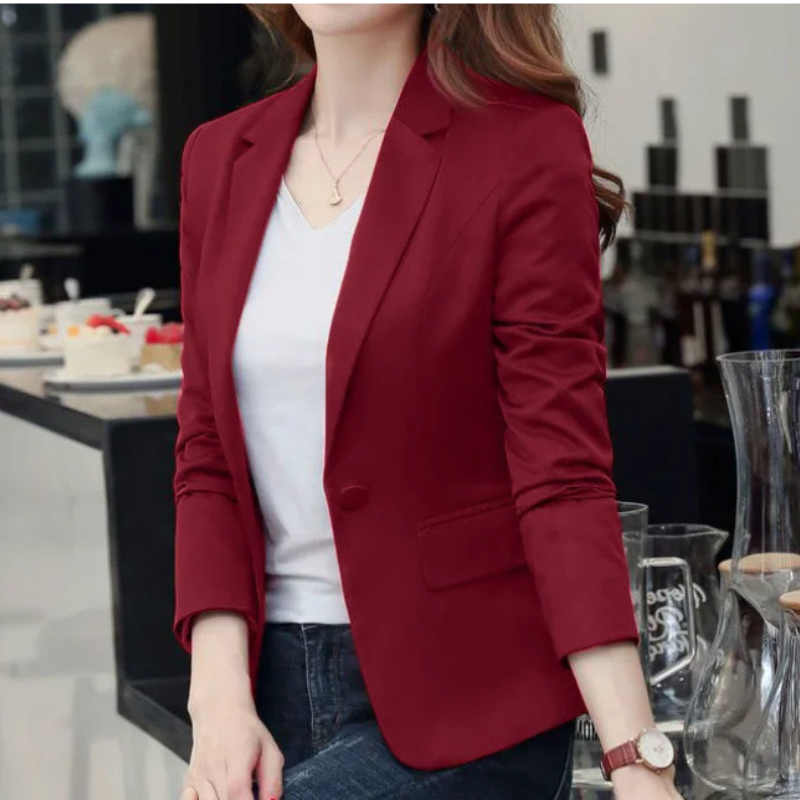 Vrouwch - Stijlvolle Dames Blazer Met Enkelknoopsluiting - Perfect Voor Kantoor