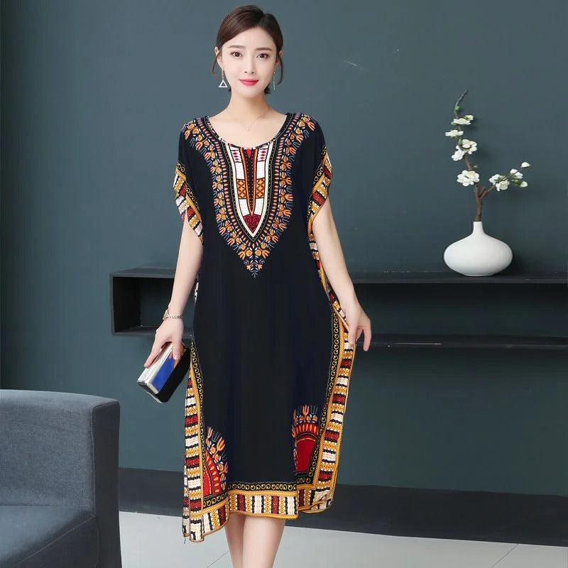 MonAmi® o hals vintage etnische print lange boho jurken