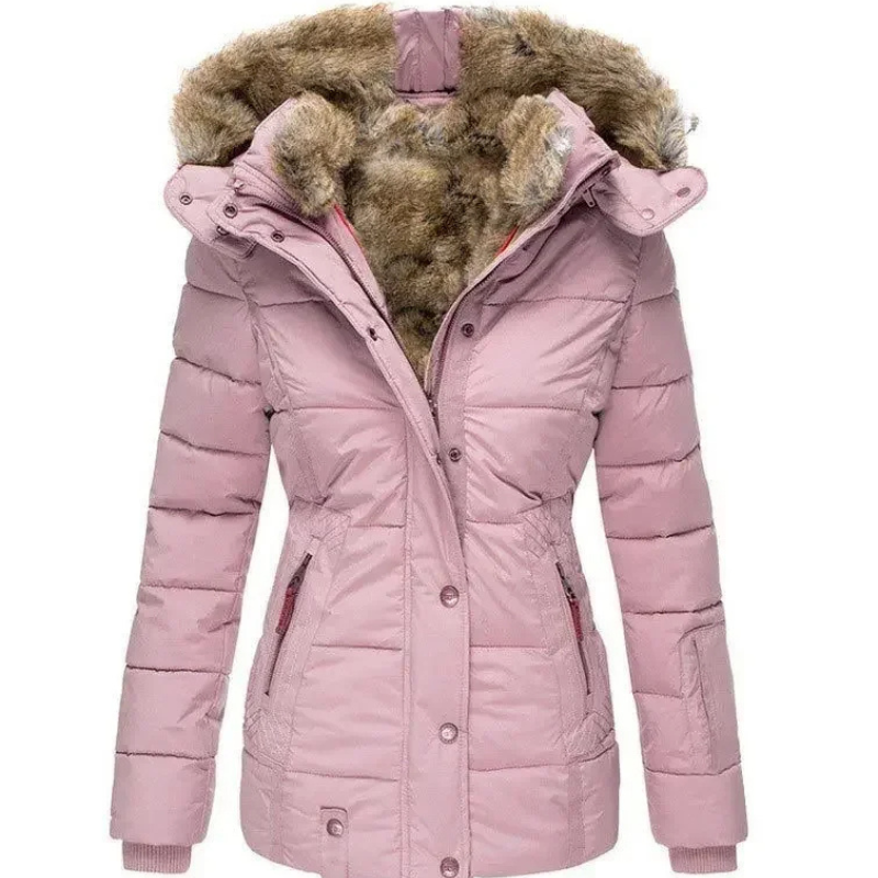 MonAmi zwarte rits fleece lange winterjas dames