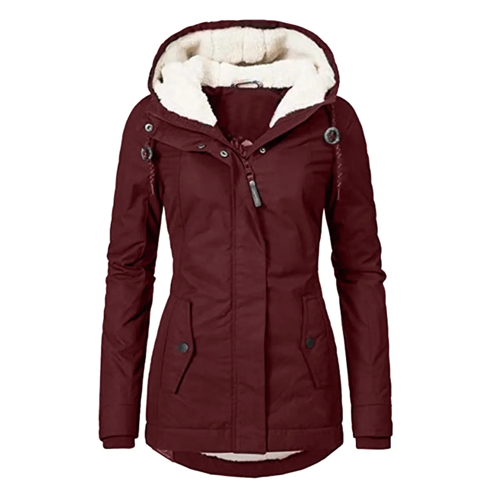 MonAmi Fleece gevoerde parka lange winterjas dames