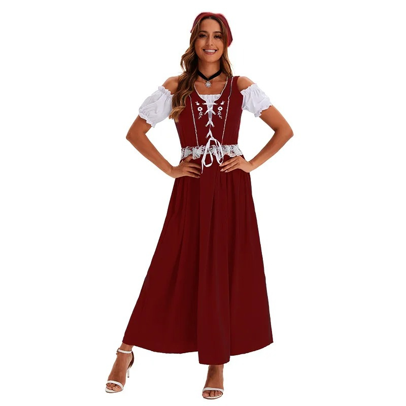 Firndra - Dirndl Dames Lange Jurk voor Feesten met Traditionele Details