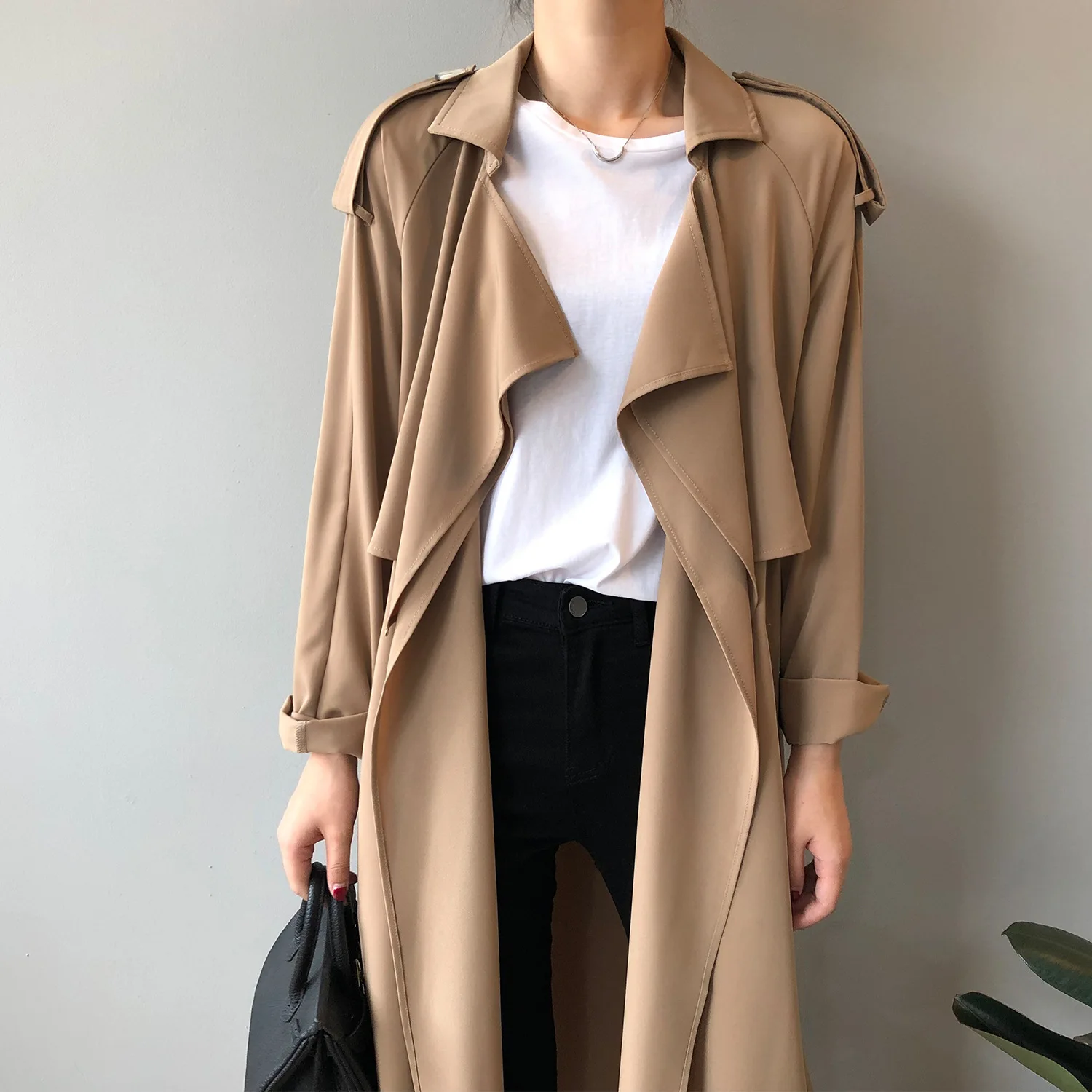 Trianor - Lichte Trenchcoat Dames, Open Voorkant, Lange Casual Damesjas