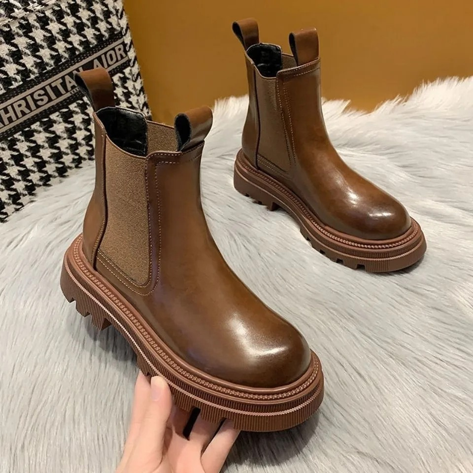 Elouise - Dames Chelsea Boots met Dikke Zool en Treklussen