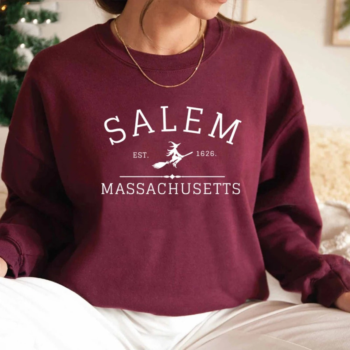 Schatje - Casual Sweatshirt Met Salem Massachusetts Ontwerp – Dames Trui