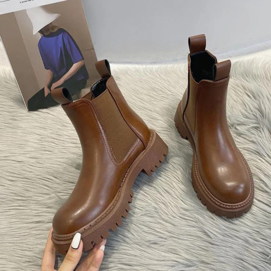 Rosinda - Dames Chelsea Boots van Leer met Robuuste Zool