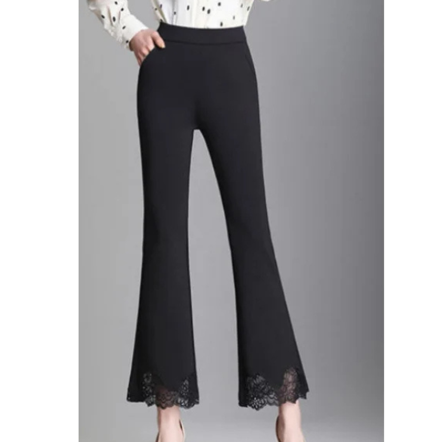 Viloria - Flared Broek Dames Hoog Gesneden Ribstof Casual Bell Bottoms