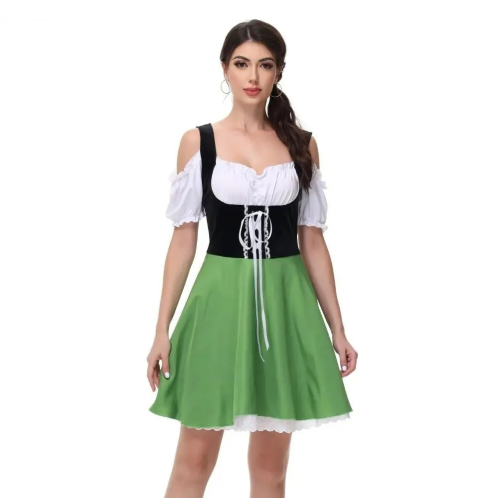 Zirndra - Dirndl Dames Jurk met Off-Shoulder Mouwen en Kantdetails