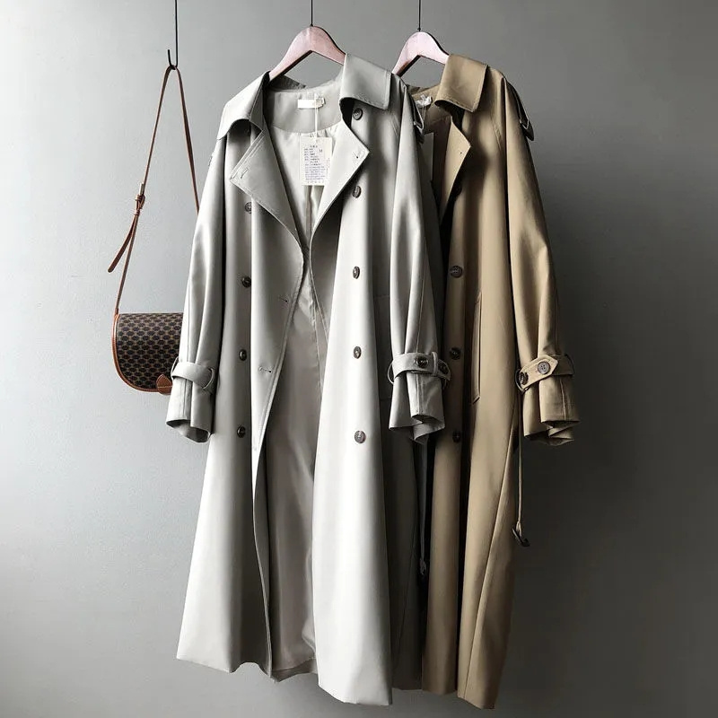 Norelia - Oversized Trenchcoat Dames, Dubbel Geknoopt, Lange Relaxte Pasvorm Damesjas