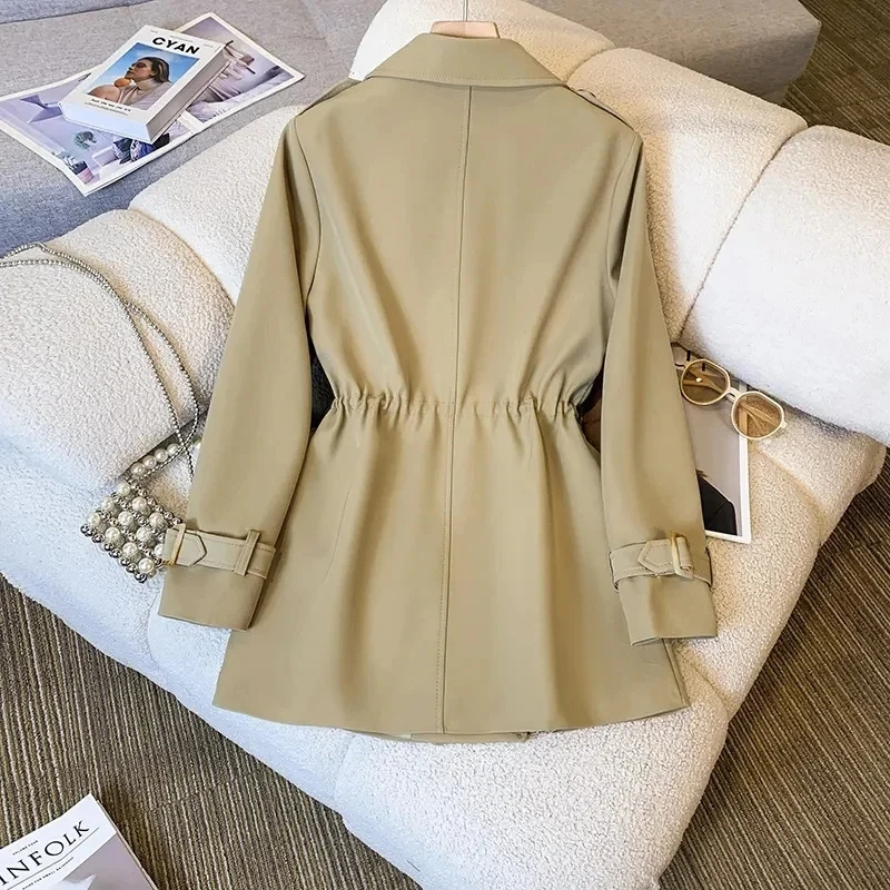 Linetra - Getailleerde Trenchcoat Dames met Verstelbare Taille en Dubbele Knoopsluiting