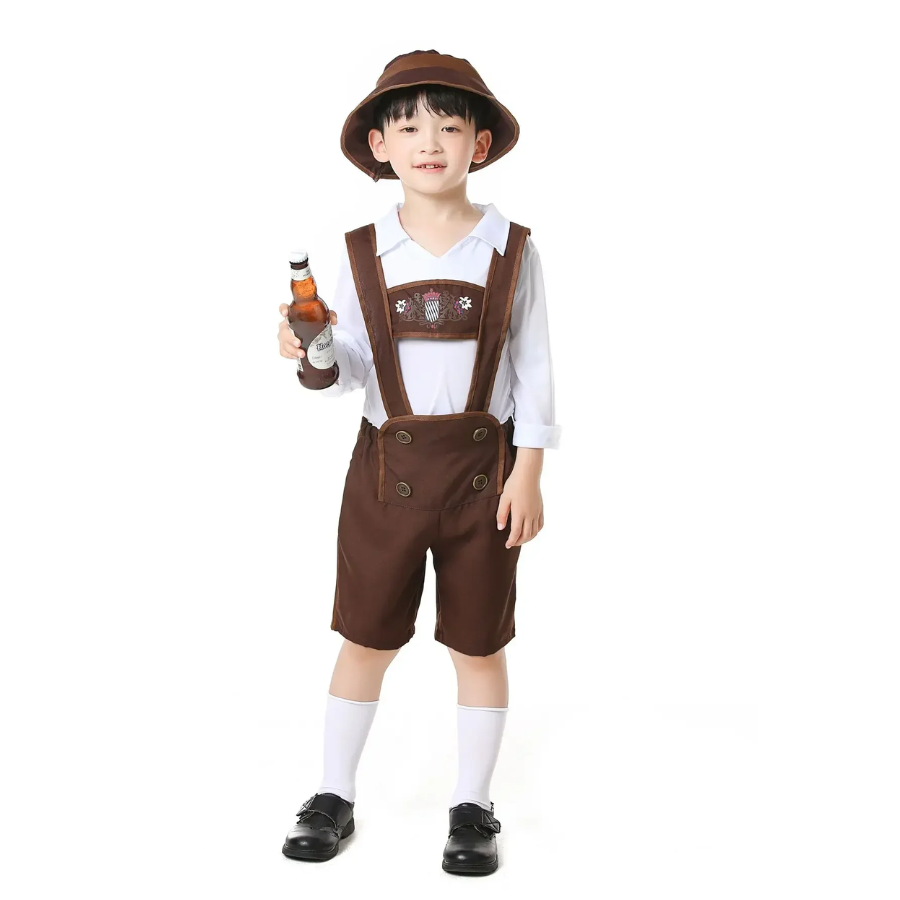 AlpenWi - Twee Heren Lederhosen Sets met Shirt en Bretels - Traditioneel Kostuum