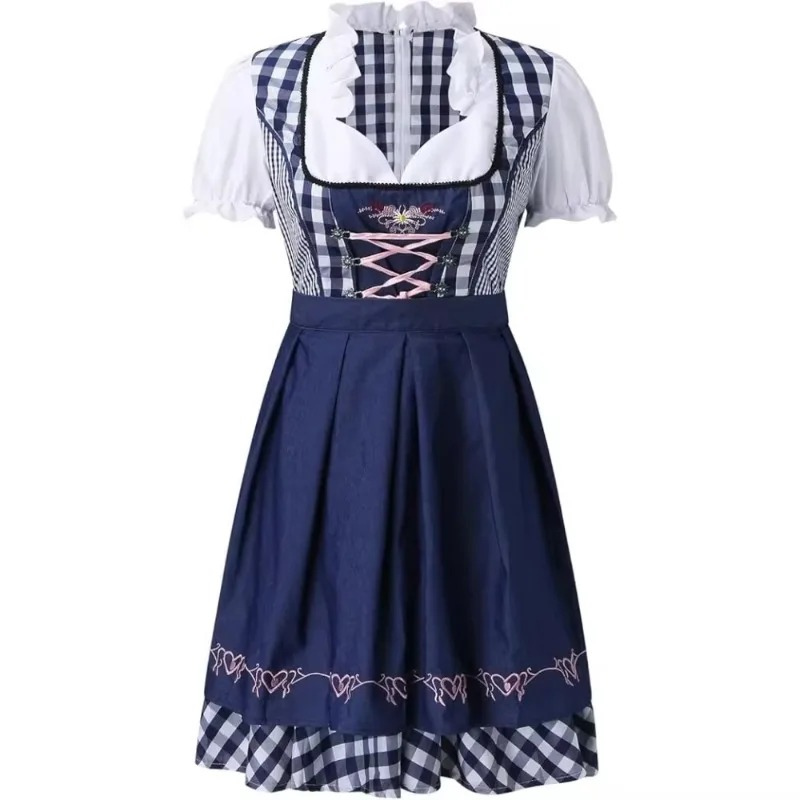 Zindrel - Dirndl Dames Jurk met Geruite Blouse en Geborduurd Schort