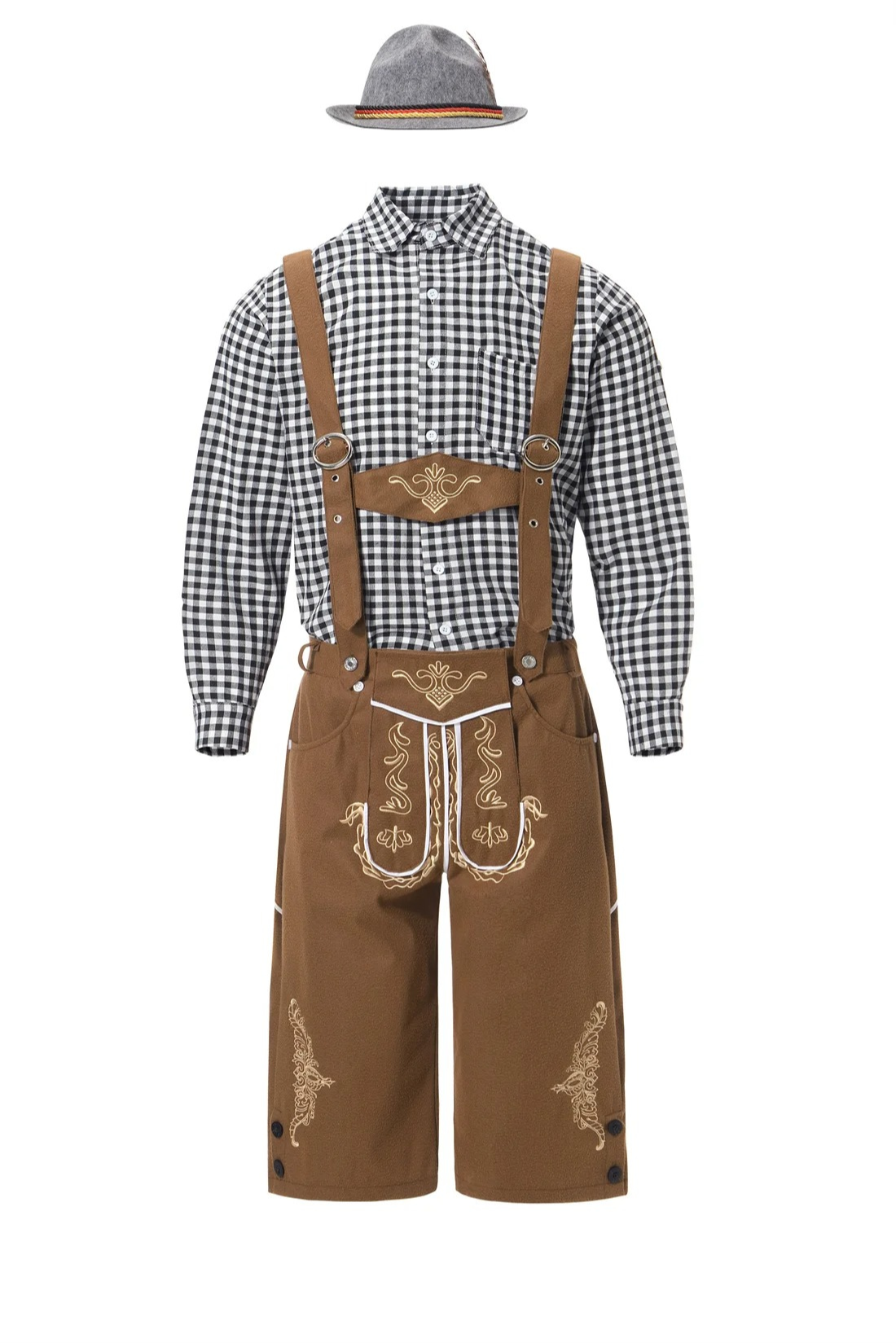 DenLedr - Heren Lederhosen met Bretels - Traditionele Beierse Outfit