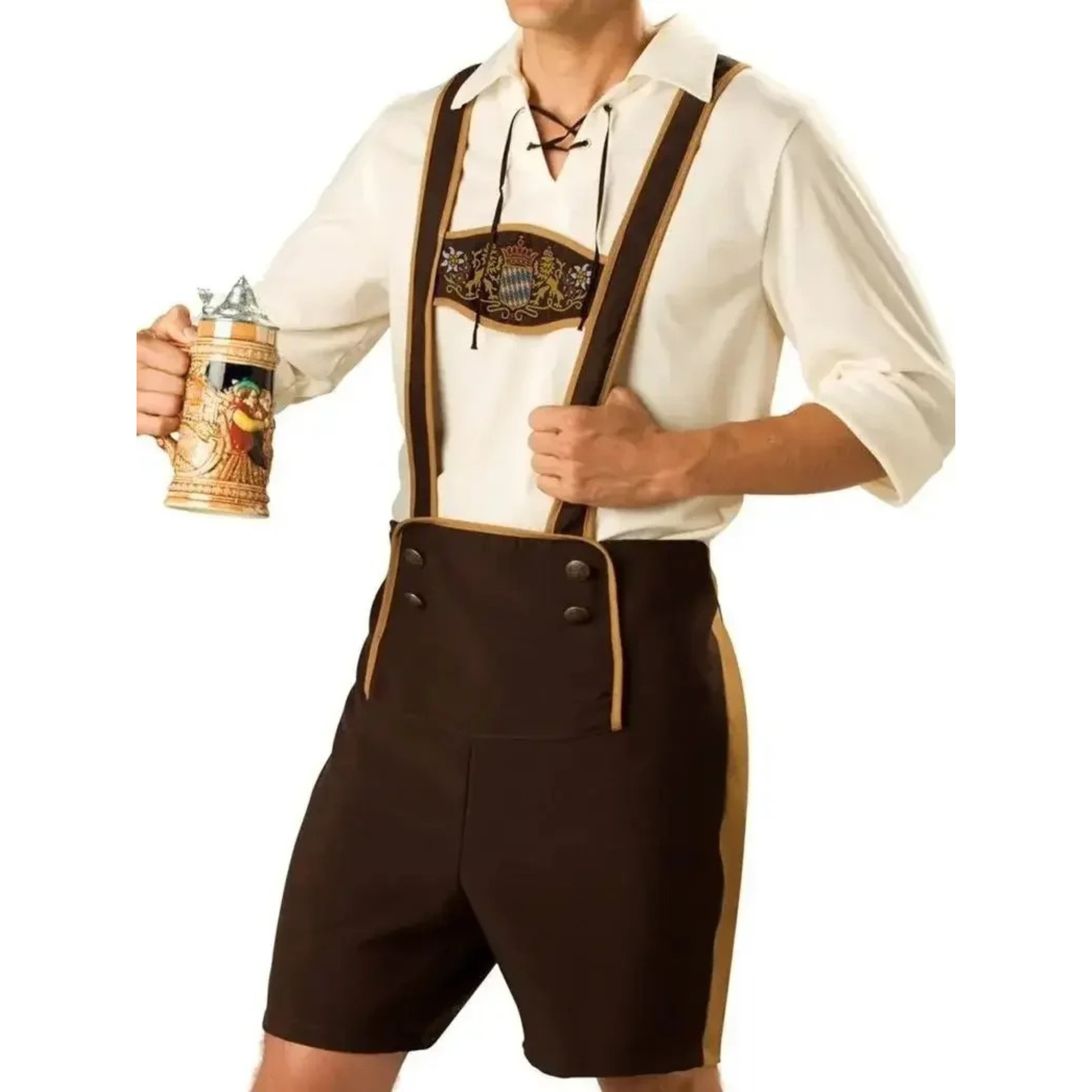 JagerHe - Lederhosen Set voor Heren met Korte Broek - Oktoberfest Kleding