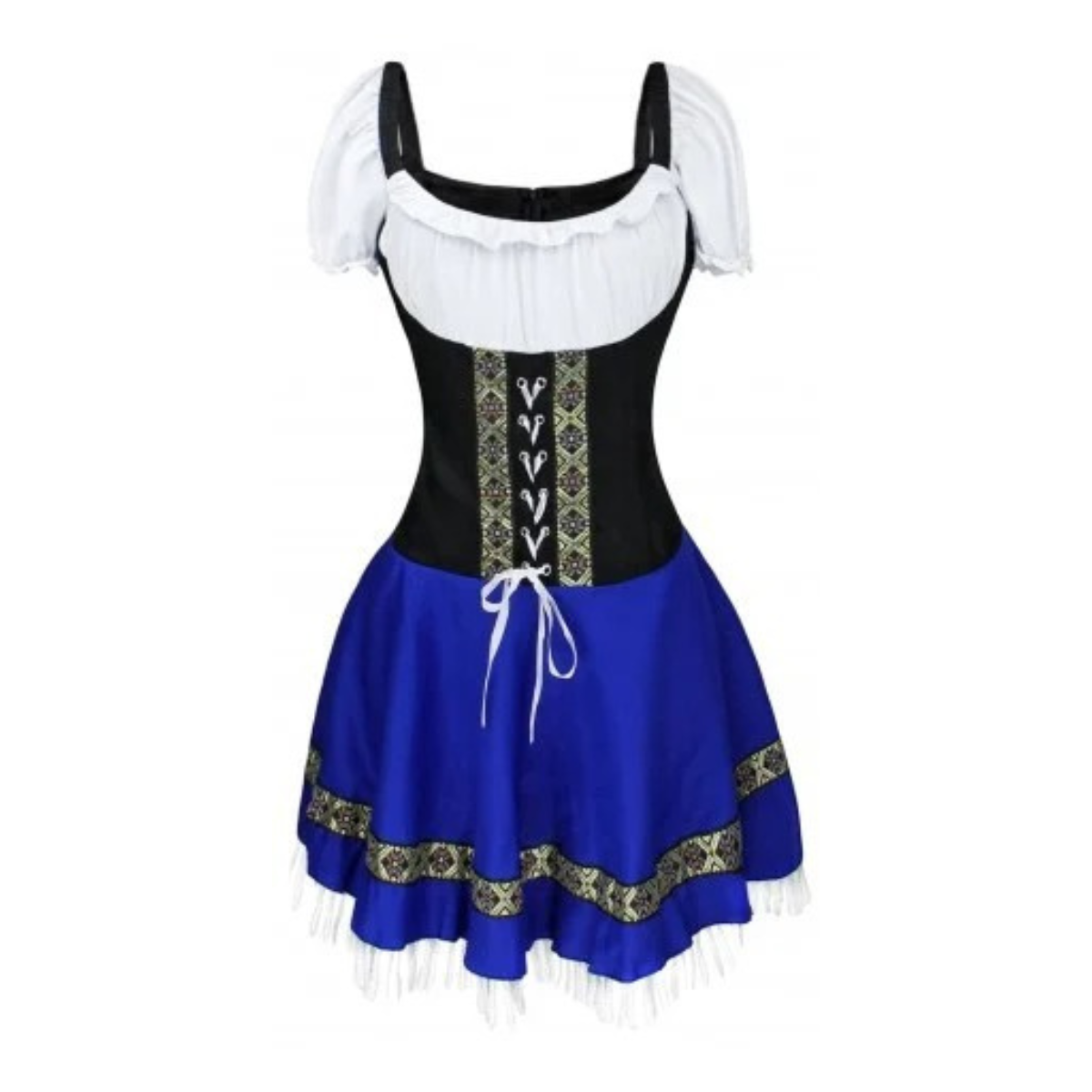 Lindara - Dirndl Dames Korte Jurk met Vetersluiting en Kanten Detail