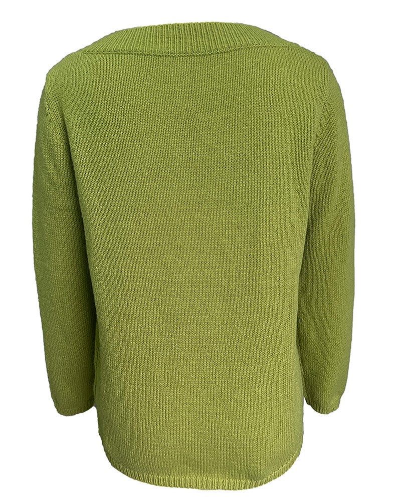 Knitrix - Dames V-Hals Trui met Knopen – Casual Lange Mouwen Pullover