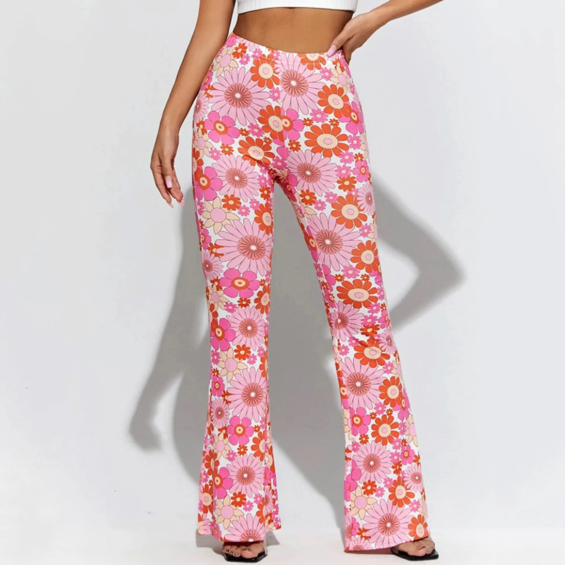 Alevita - Flared Broek Dames met Bloemenprint en Hoge Taille