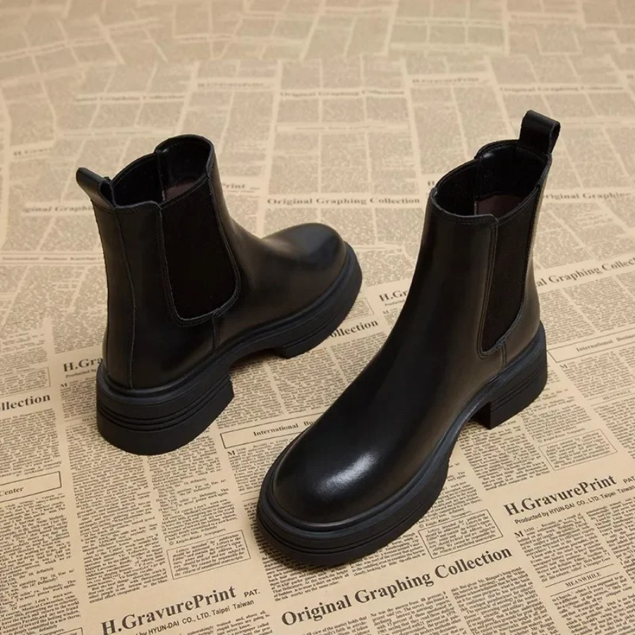 Tessina - Dames Chelsea Boots van Leer met Elastische Zijkanten