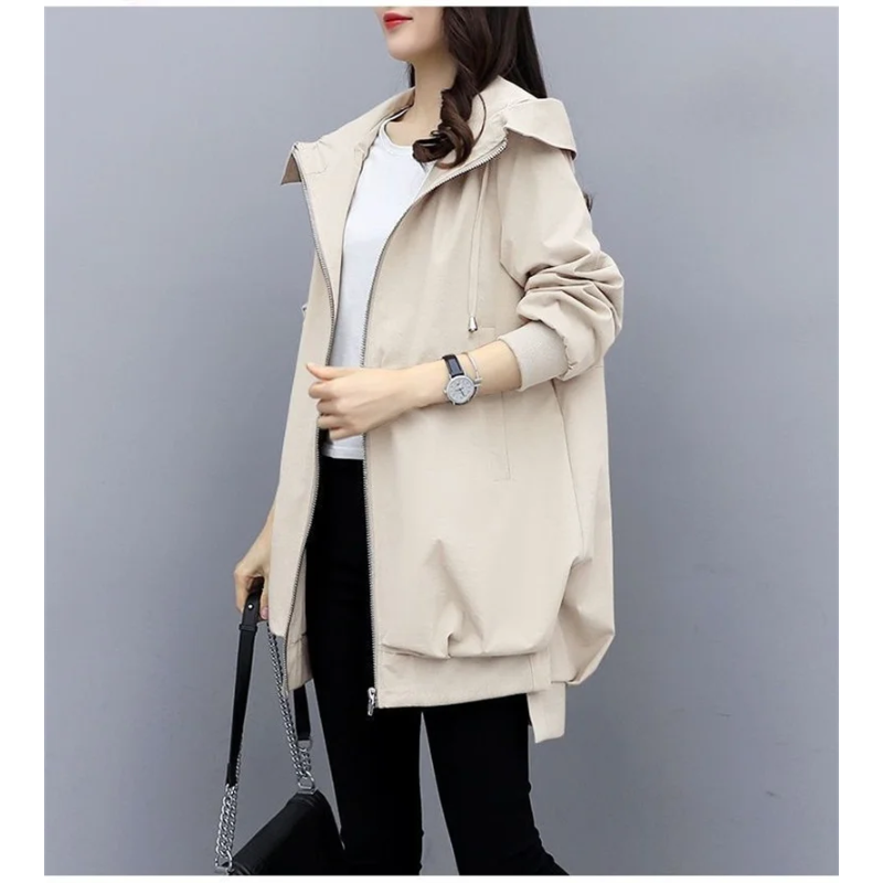 Taneria - Casual Trenchcoat Dames met Trekkoord Capuchon en Oversized Pasvorm