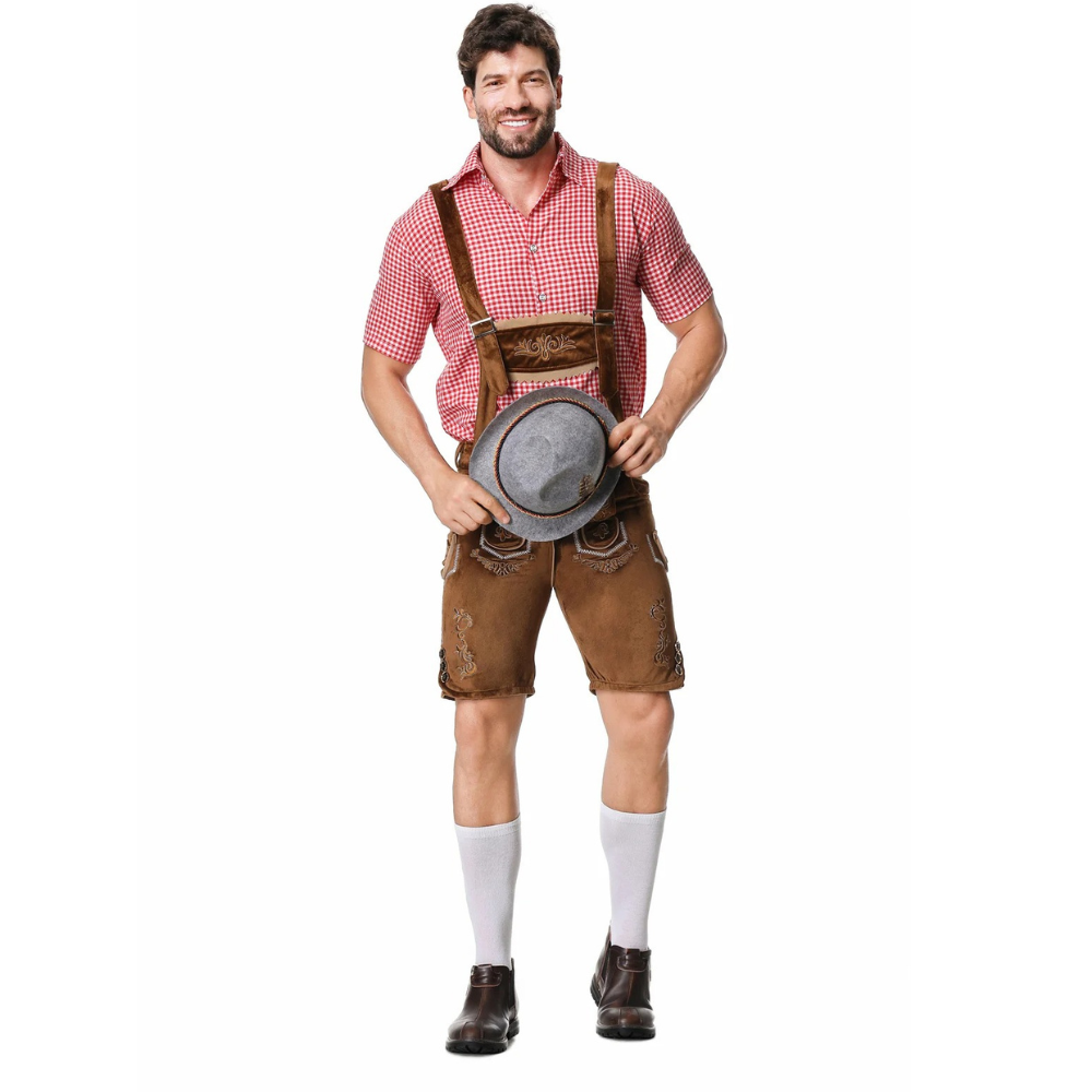 HoutGer - Heren Lederhosen met Shirt en Bretels - Perfect voor Oktoberfest