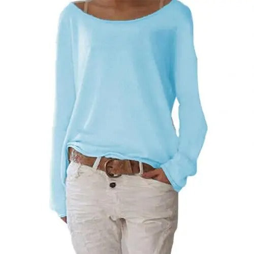 Lieve Los Casual Gebreid Dames Shirt met Lange Mouwen