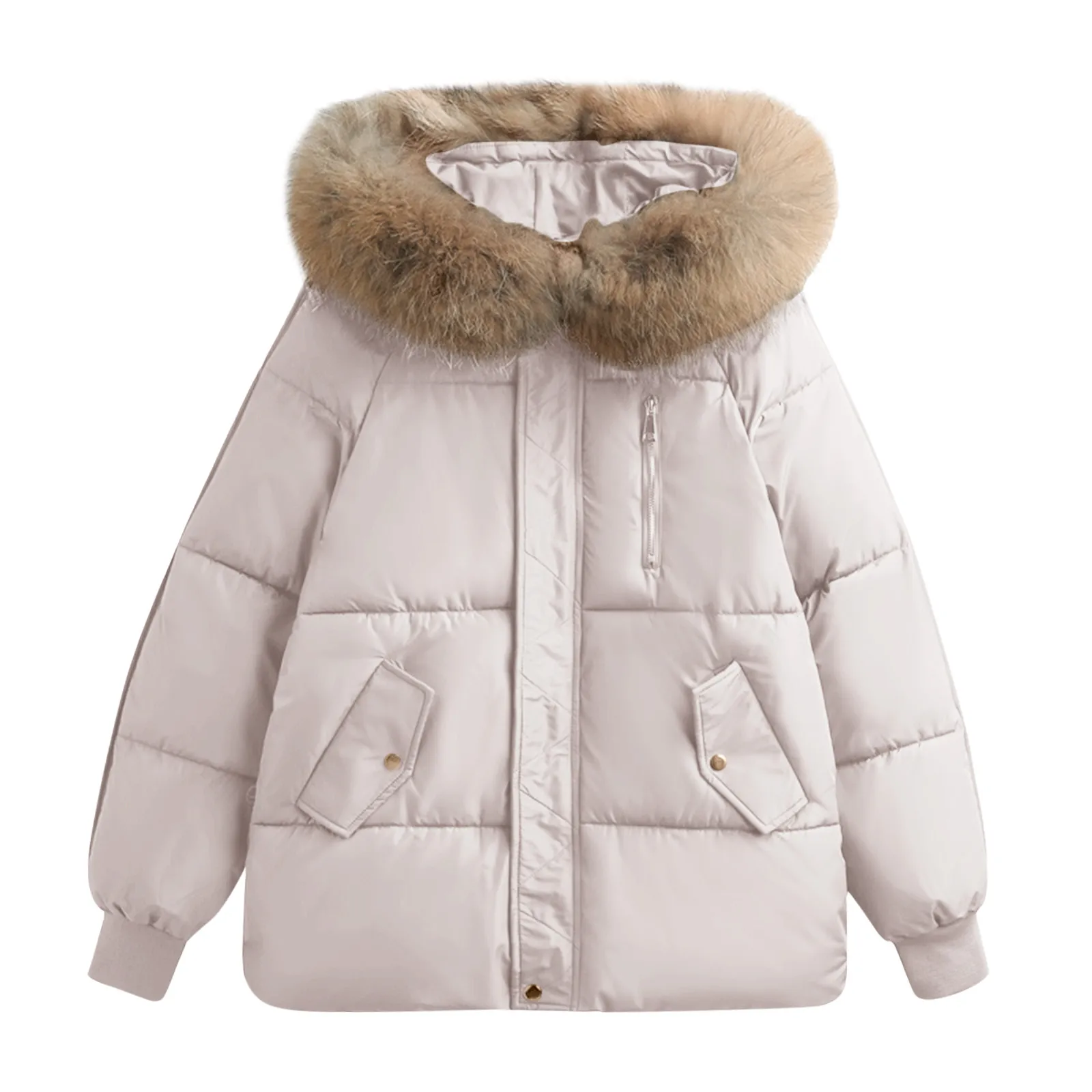 MonAmi loose fit parka winterjas dames met bontkraag