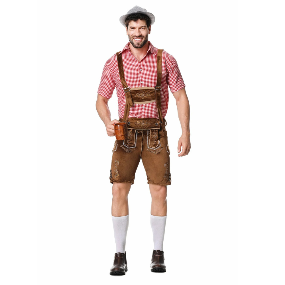 HoutGer - Heren Lederhosen met Shirt en Bretels - Perfect voor Oktoberfest