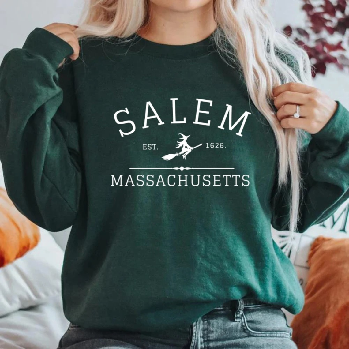 Schatje - Casual Sweatshirt Met Salem Massachusetts Ontwerp – Dames Trui