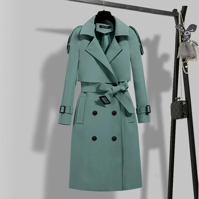 Marrida - Lange Trenchcoat Dames met Ceintuur, Dubbel Geknoopt, Klassieke Damesjas