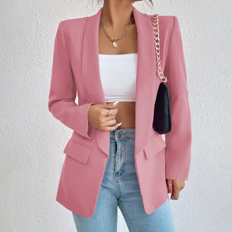 Carvina - Dames Open-Front Blazer, Lange Mouw, Getailleerde Pasvorm, Casual Chic