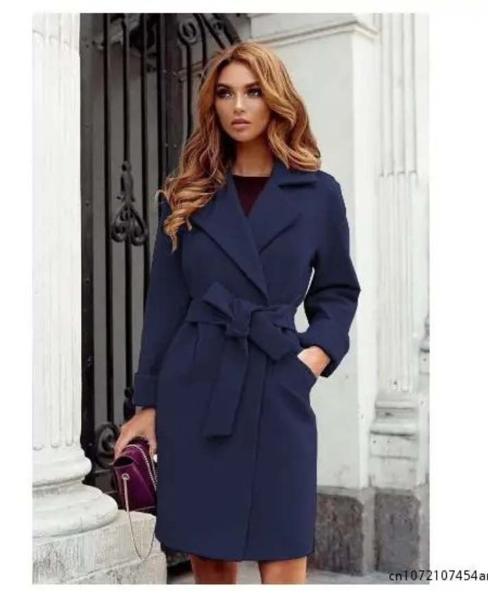 Davinor - Elegante Trenchcoat Dames met Strikceintuur en Omgeslagen Manchetten