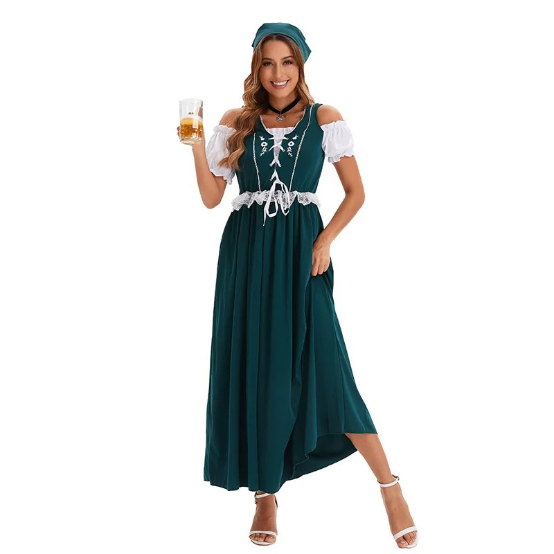 Firndra - Dirndl Dames Lange Jurk voor Feesten met Traditionele Details