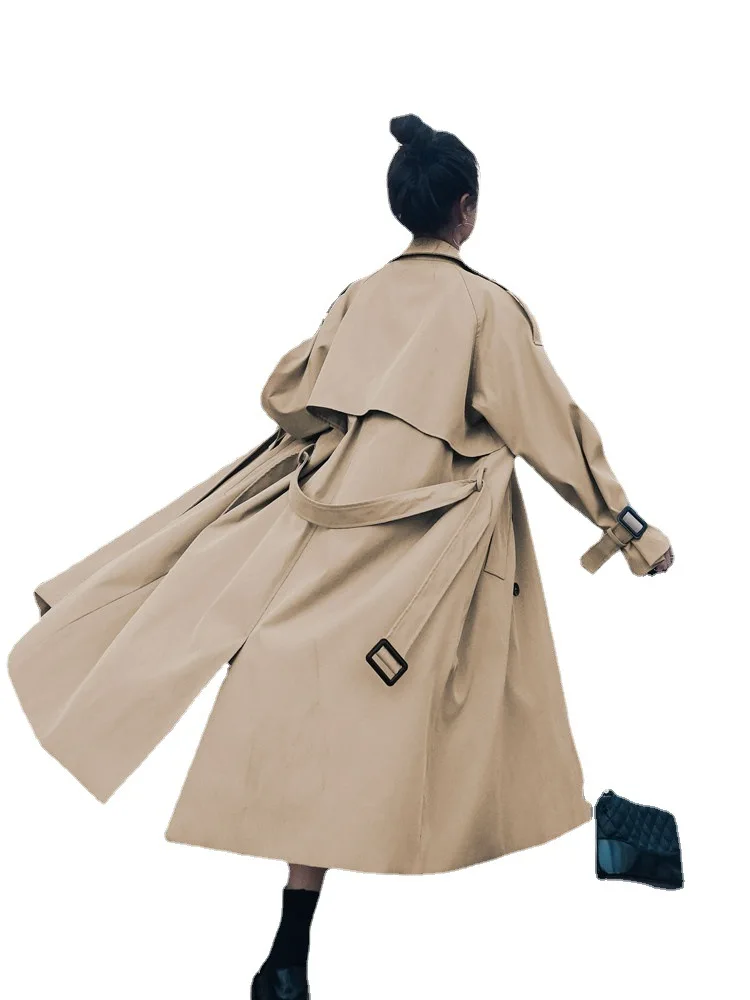 Revalin - Elegante Trenchcoat Dames met Ceintuur, Oversized Mouwen en Dubbele Rij Knopen