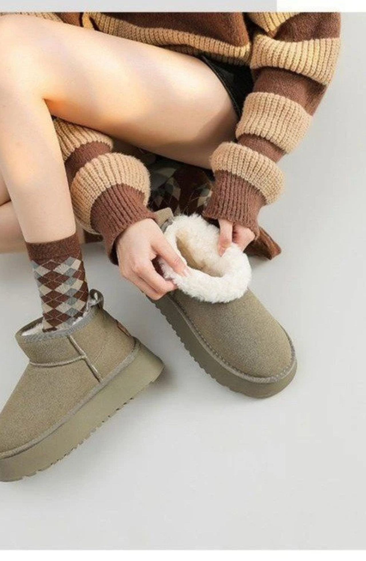 Modista - Dames Boots, Imitatiebont Gevoerde Winterschoenen, Comfortabele Instappers