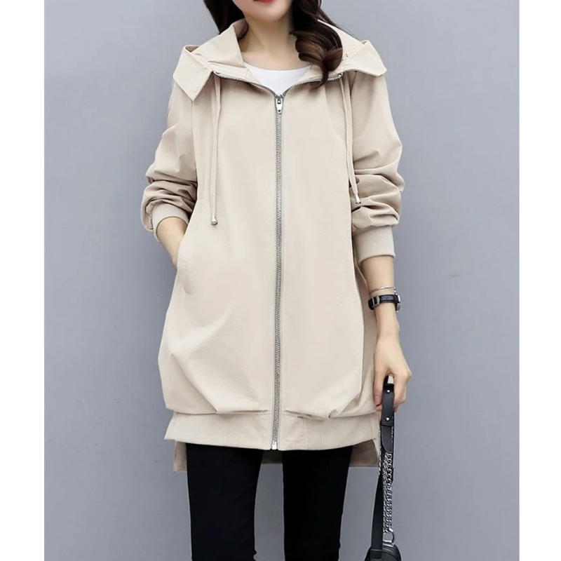 Taneria - Casual Trenchcoat Dames met Trekkoord Capuchon en Oversized Pasvorm