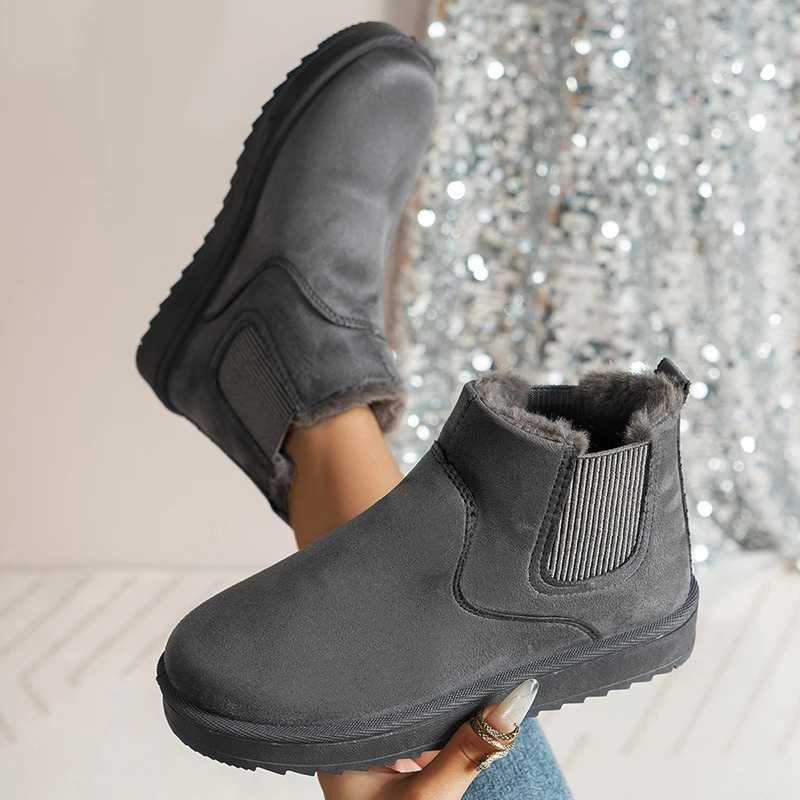 Looplux - Dames Boots Met Elastiek - Warme Winter Enkellaarzen Antislip