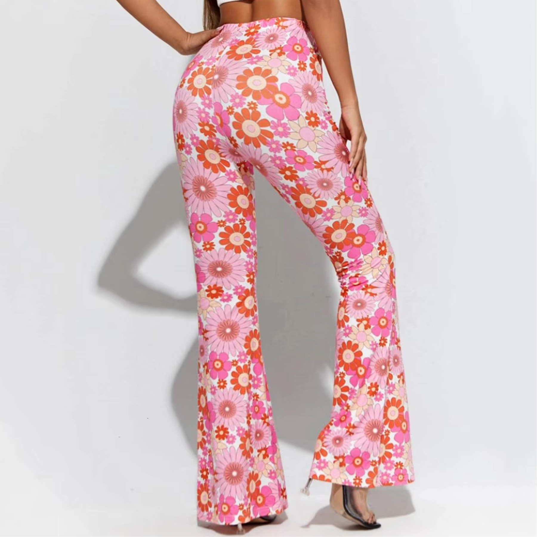 Alevita - Flared Broek Dames met Bloemenprint en Hoge Taille