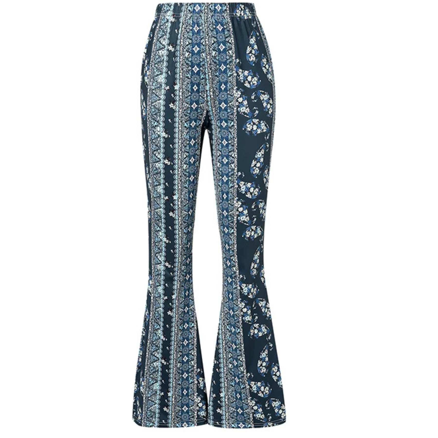 Elevara - Boho Print Flared Broek Dames met Hoge Taille