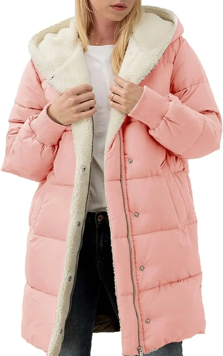 MonAmi Sherpa fleece gevoerde lange winterjas dames