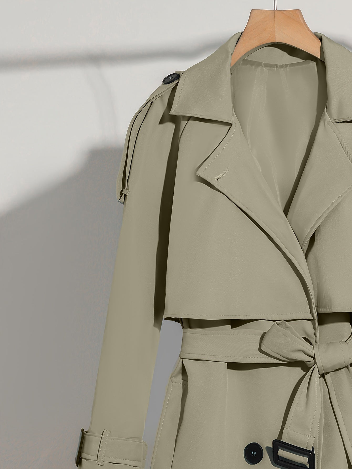 Coatela Dames Lange Dubbelknoopsluiting Trenchcoat met Tailleceintuur