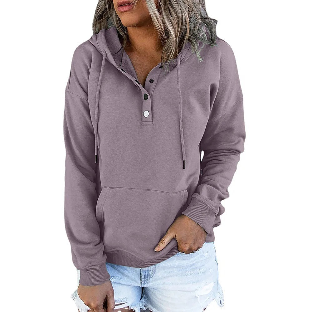 Scarlet Comfort Hoodie met Metalen Knopen