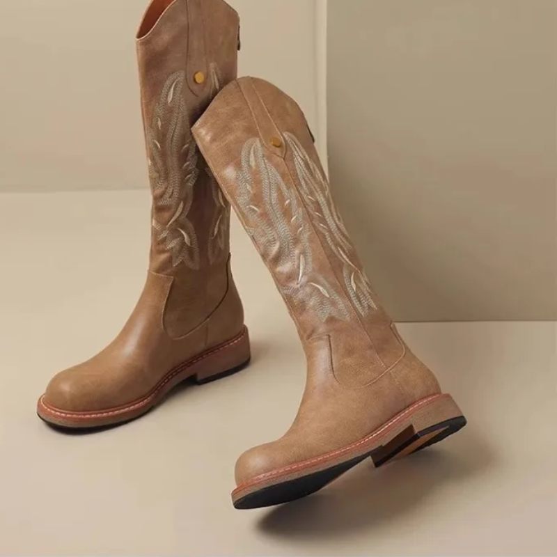 Eldaart - Klassieke Western Laarzen met Decoratieve Stiksels & Comfortabele Pasvorm - Cowboy Laarzen Dames